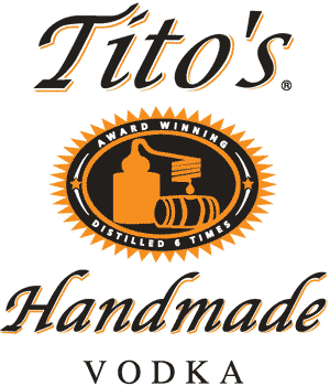 Logo for Tito’s Handmade Vodka beverages provided at the festival.